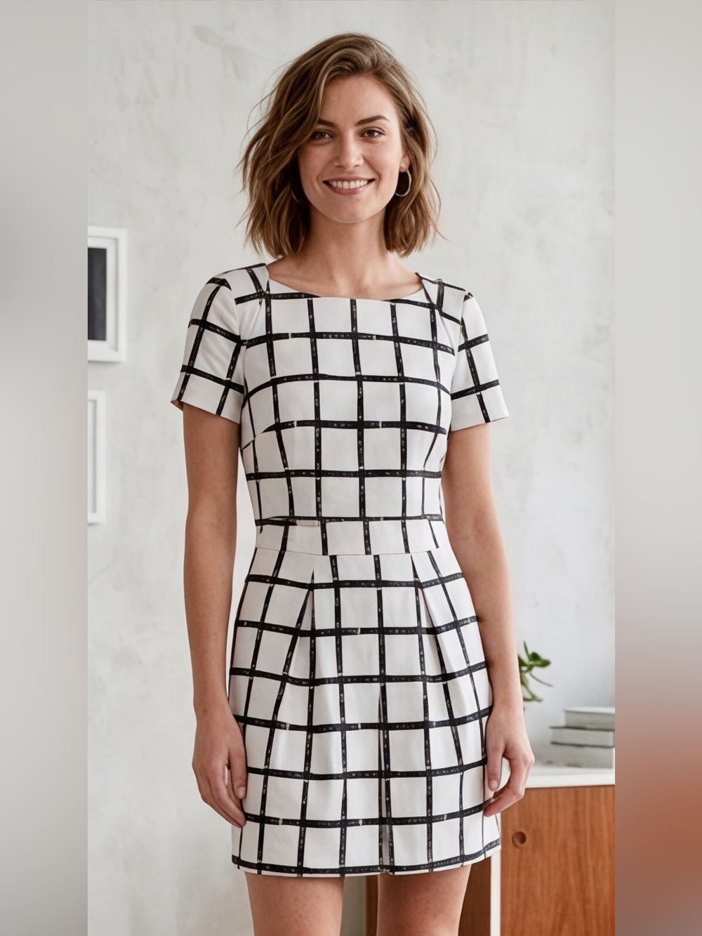 The French Connection Paint Check Richie Dress- Runs like a Small